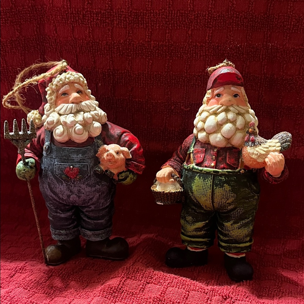 Source Unknown Santa Farmer Ornaments - Red and Green